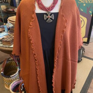 Alpaca Blend Ruana With Scalloped Trim